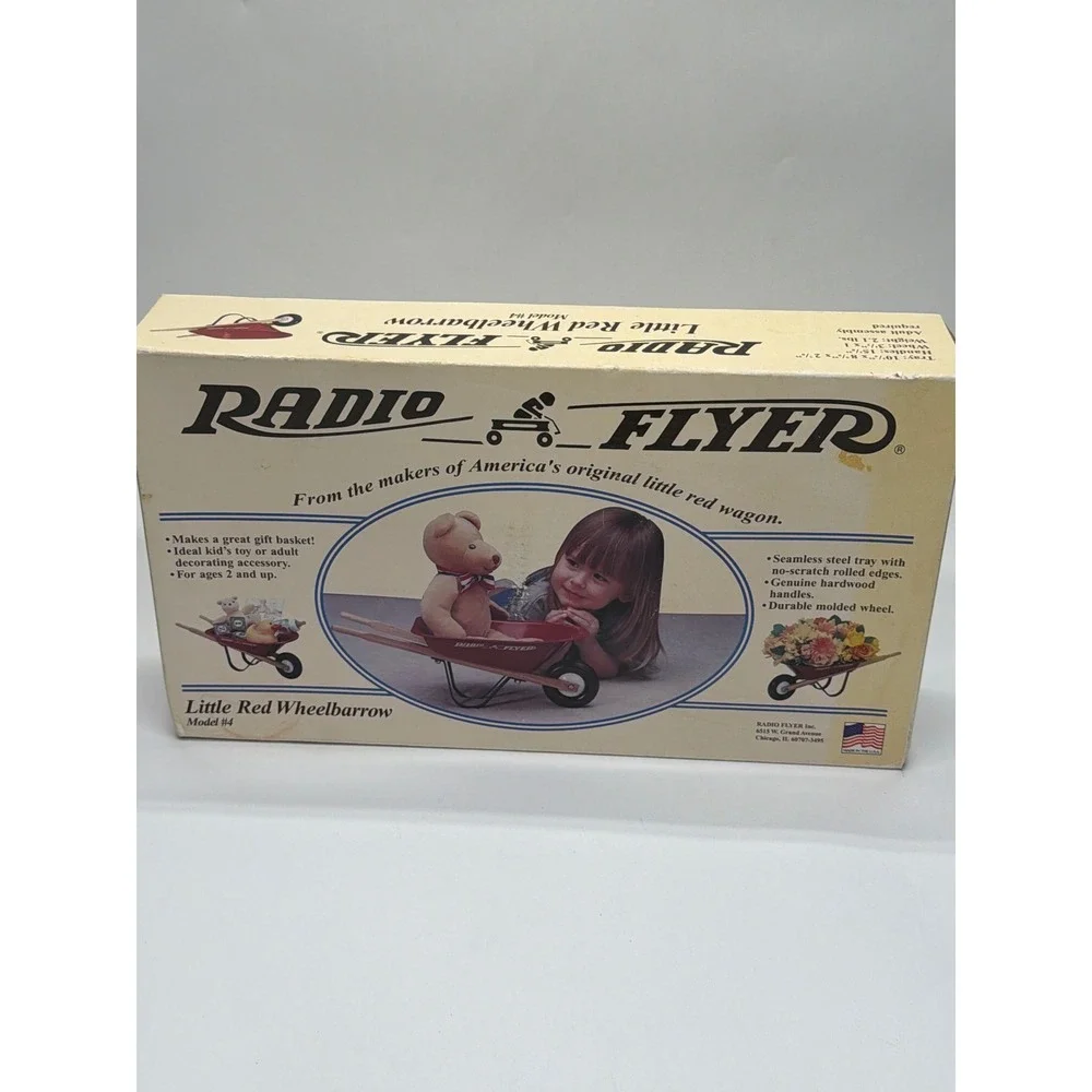 Radio Flyer Little Red Wheelbarrow Model 4 Vintage Steel Toy Made in USA‎ NIB